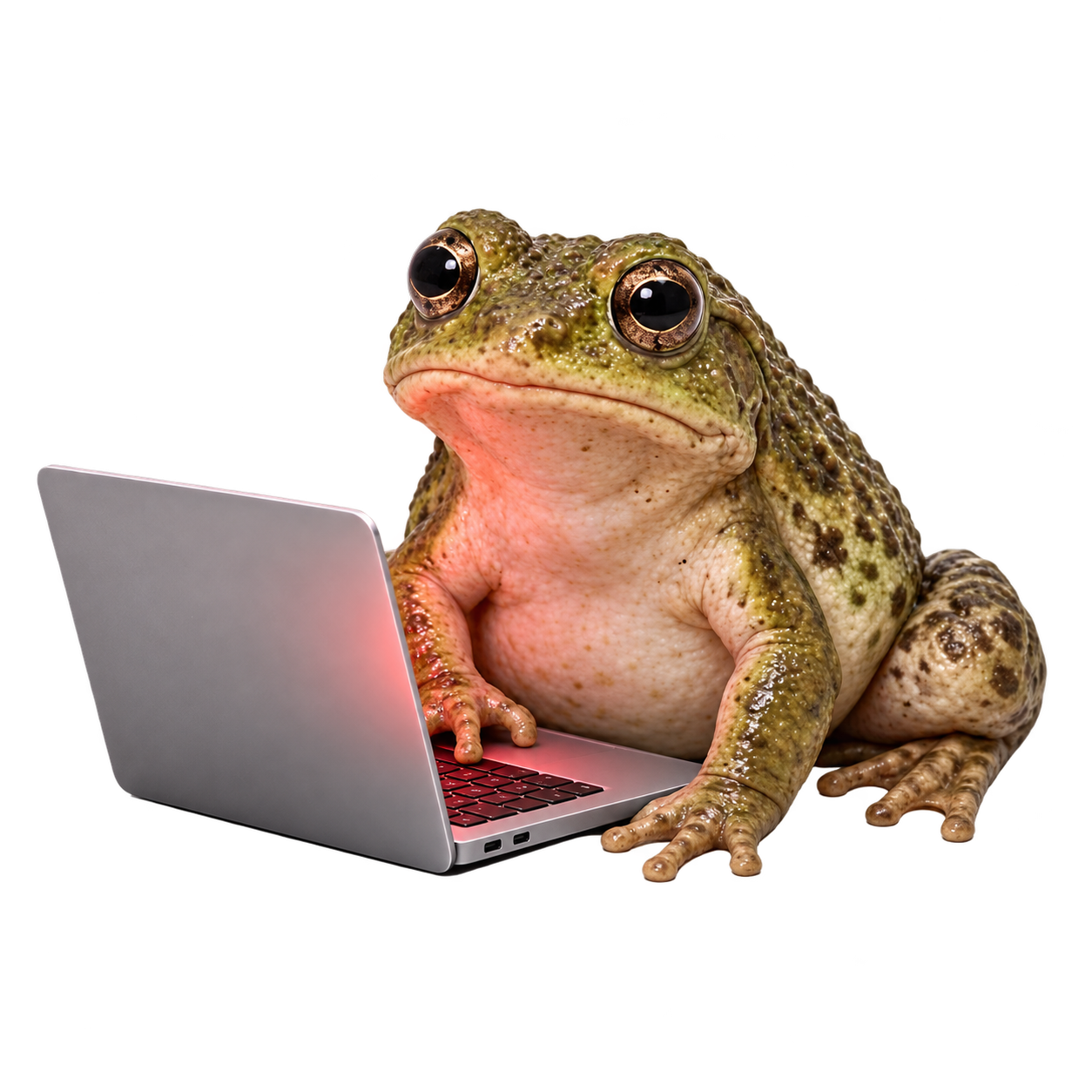 Sad CashFrog looking at a laptop during the red market